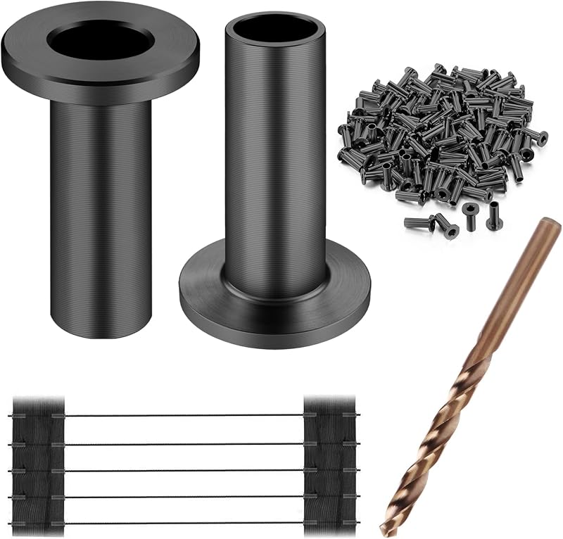 80 Fundas Acero Inox para Barandilla Cable 1/8-3/16" Negro