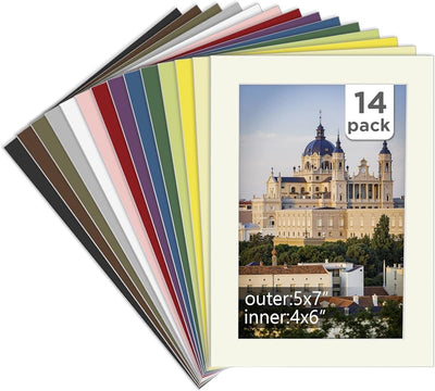 14 Pack Paspartús 5x7 para Fotos 4x6 Precortado Sin Ácido