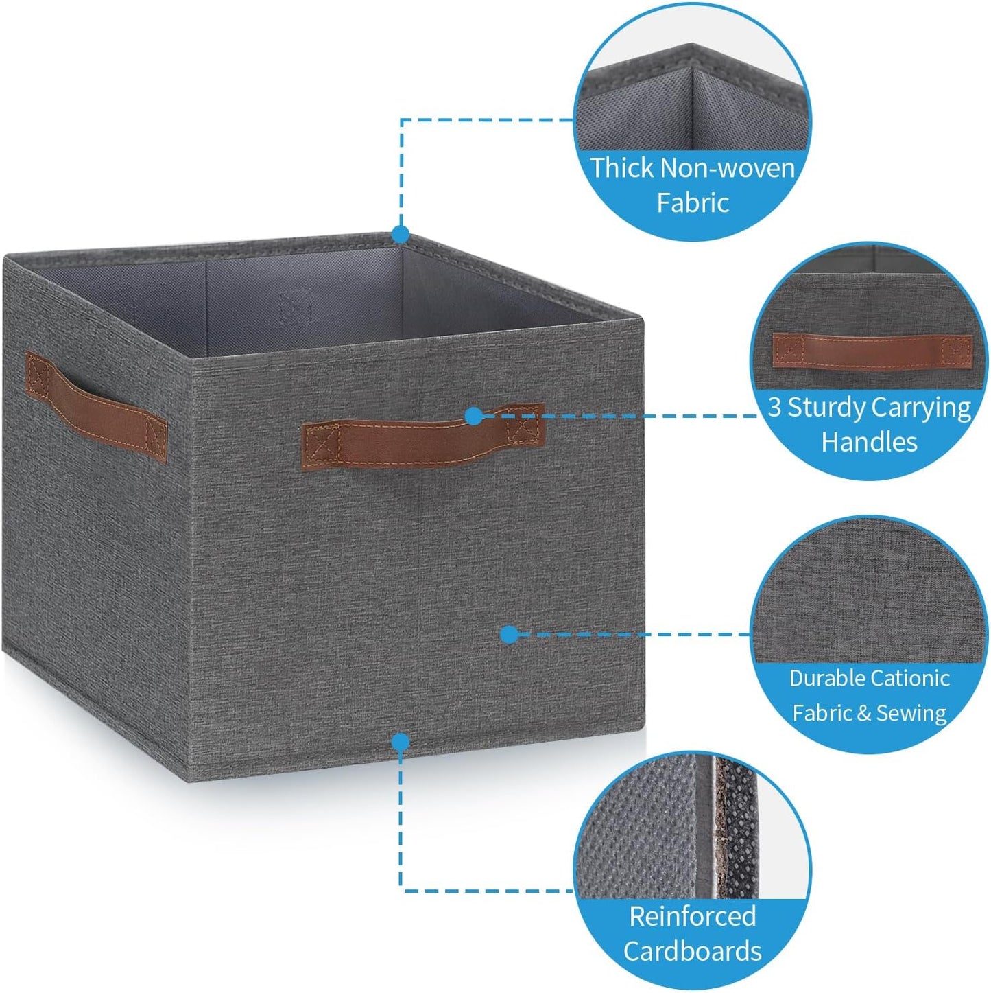 Cestas almacenamiento tela 15x11x9.6" gris plegables