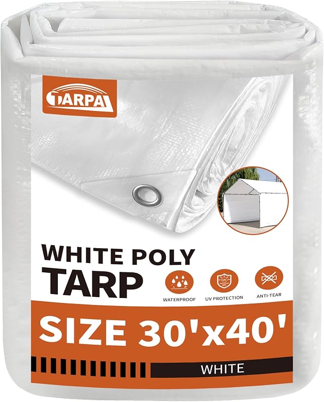 Lona blanca impermeable 30x40ft polietileno multiusos