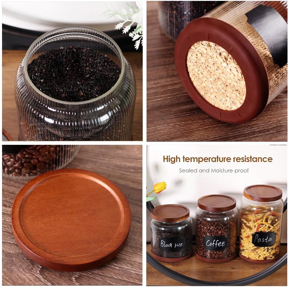 2 Pzas Tarros Vidrio Borosilicato Tapa Madera