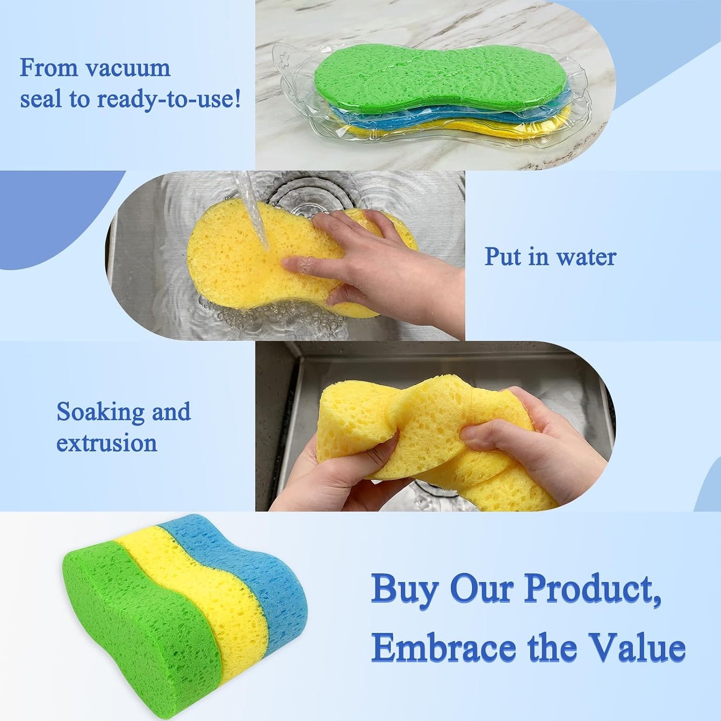 Esponjas multiusos para cocina baño hogar coloridas 3 pzas