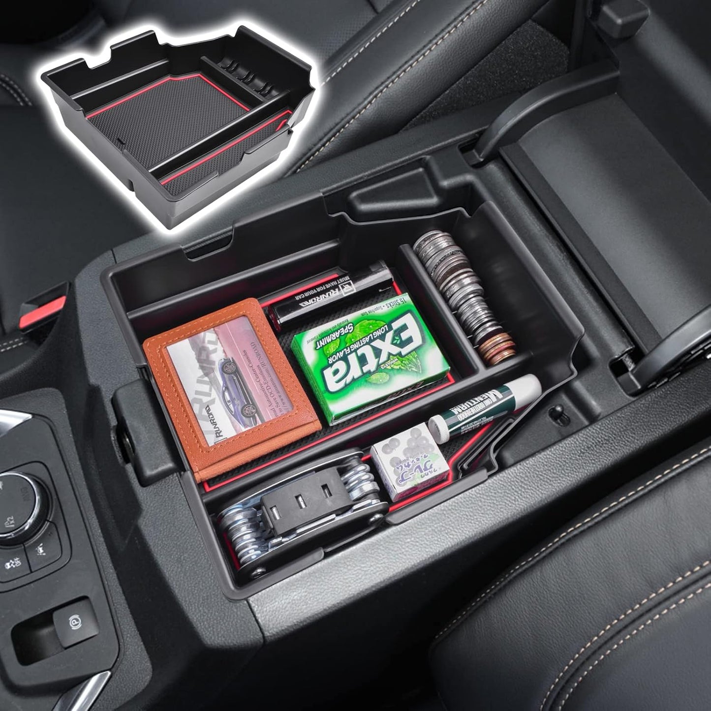 Bandeja organizadora consola Chevy Traverse 2018+ color rojo