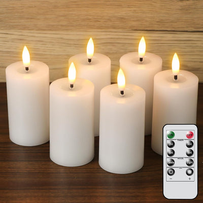 Velas LED sin llama 4.5" control remoto 6 pzas cera blanca