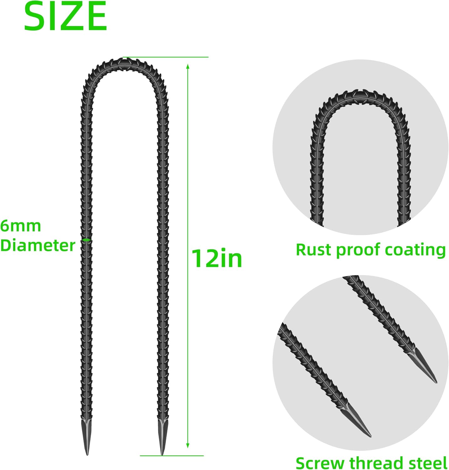 11 Pzas Estacas Suelo Jardín 12" Acero Galvanizado