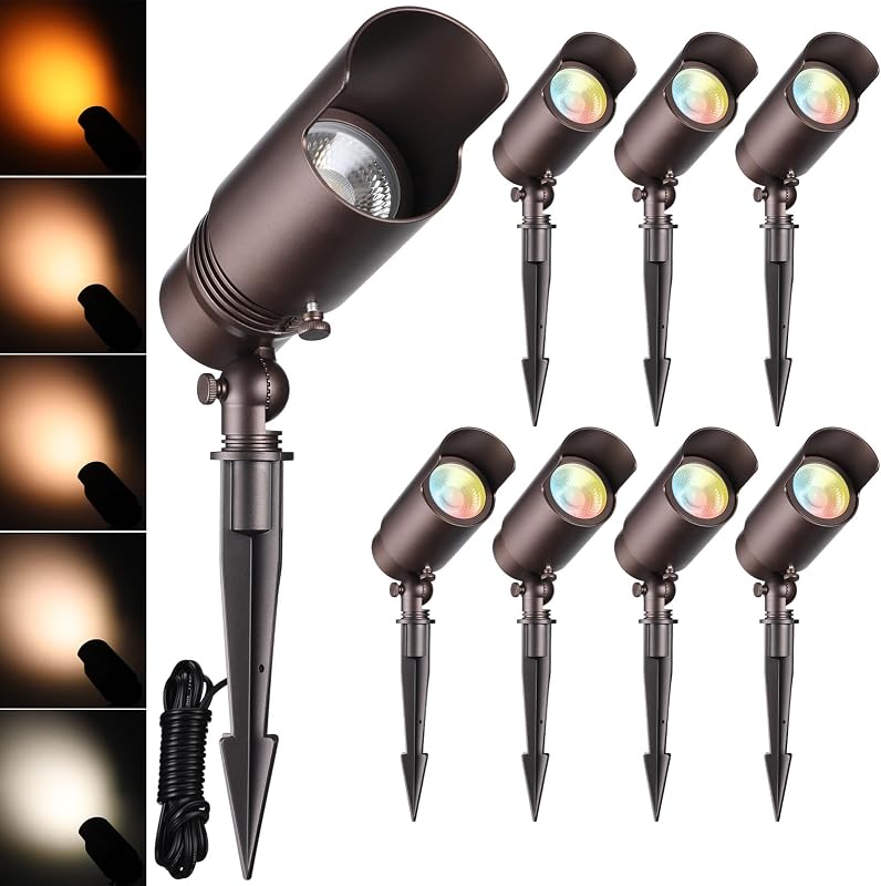 Foco LED jardín 7W 12-24V aluminio IP65 bronce pack 8