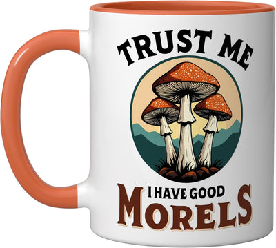 Taza Cerámica Cazador de Hongos Morel Naranja/Blanco