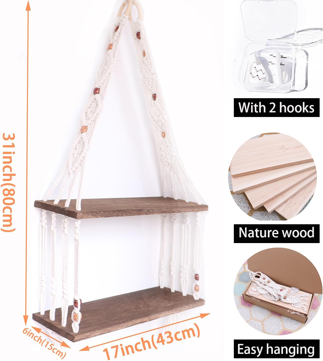 Estante colgante macramé para decoración bohemia