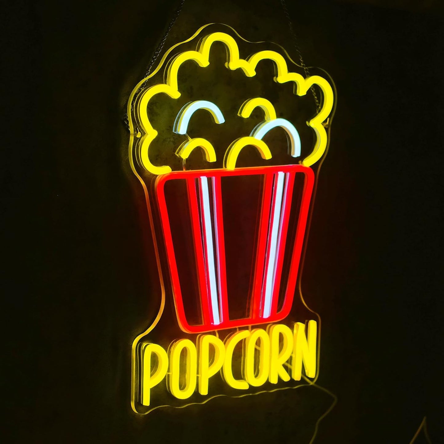Letrero neón palomitas LED para decoración hogar cine bar