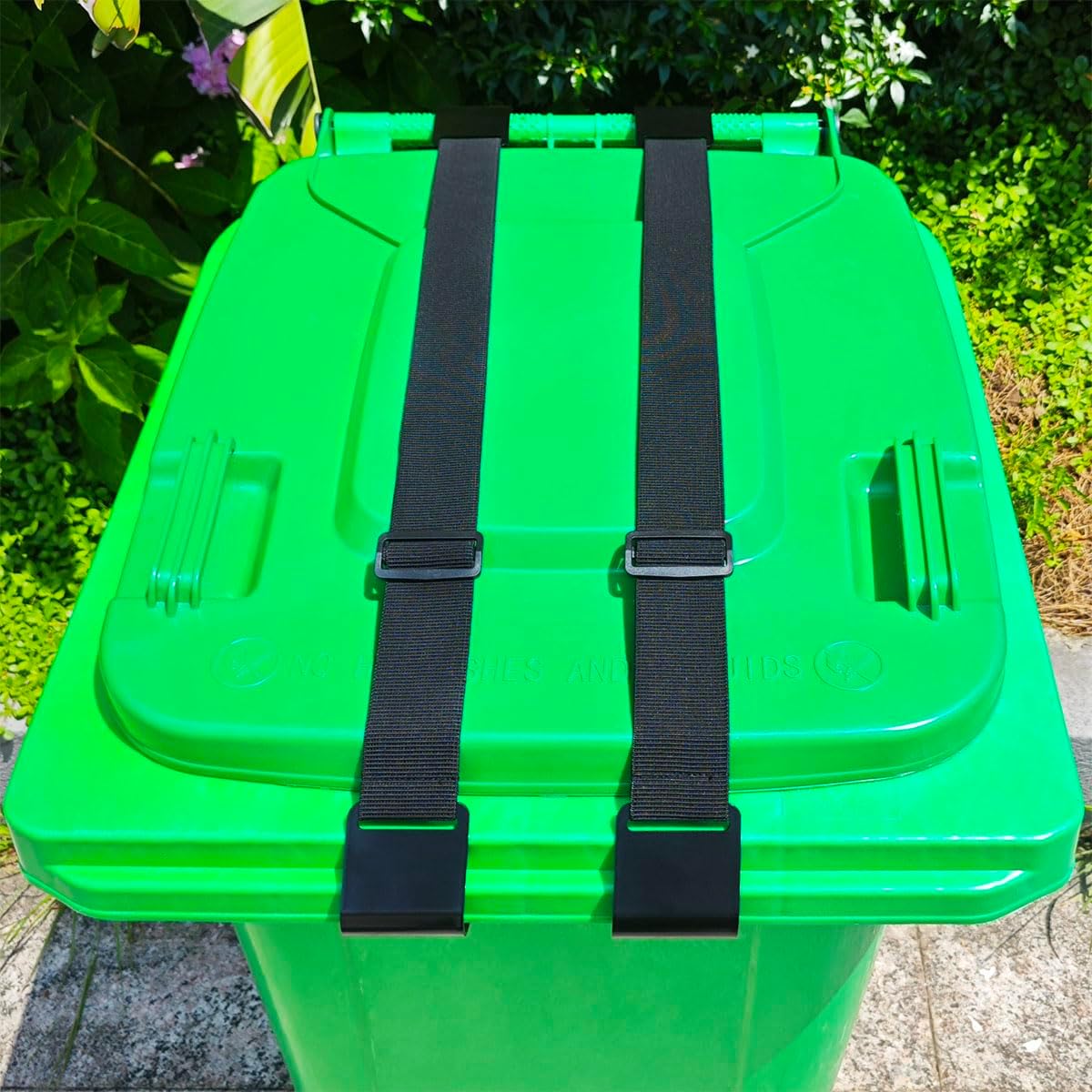 2 Correas Metal Bloqueo Tapas Cubo Basura Exteriores