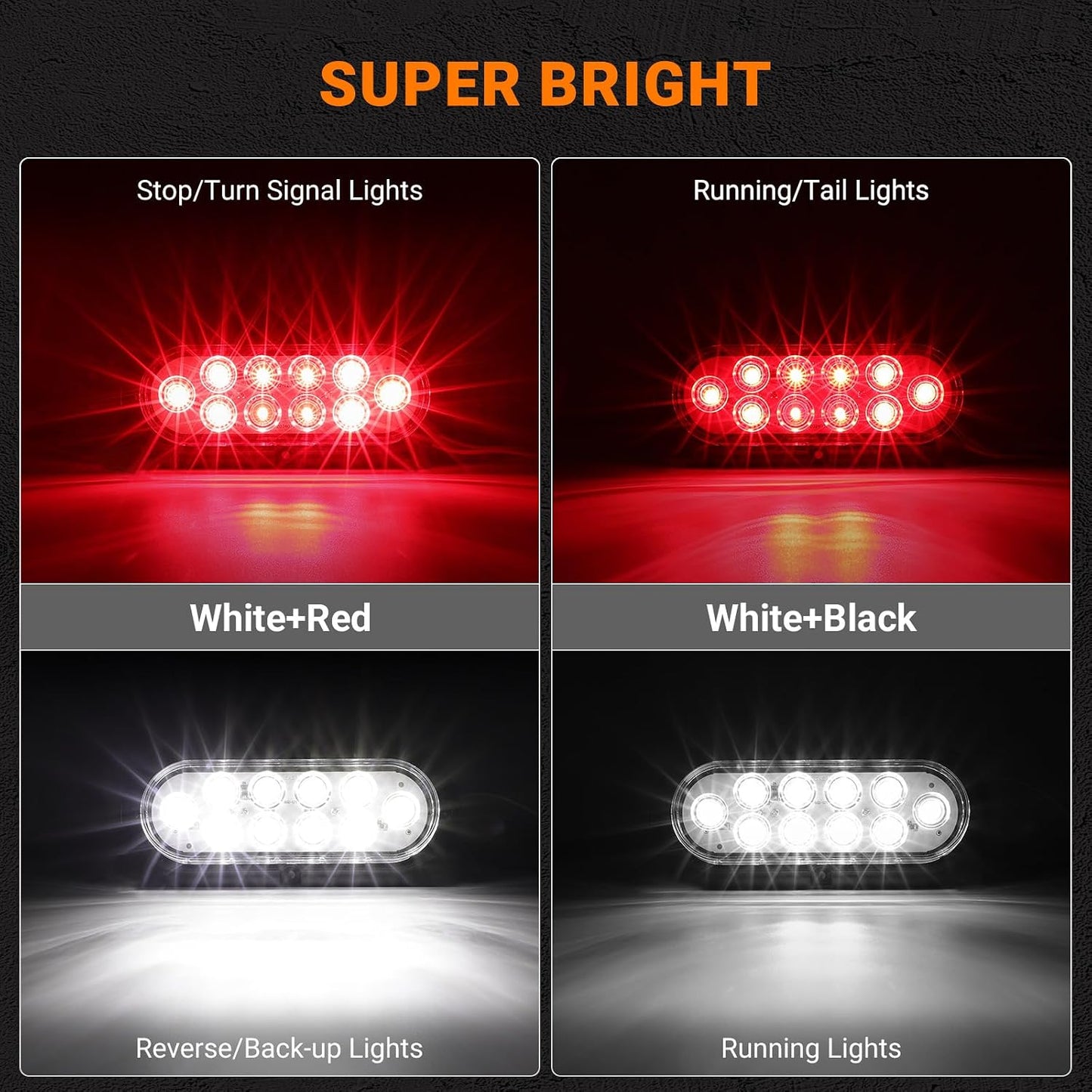 6 Pzas Luces LED Ovaladas 6pulg para Remolque IP67