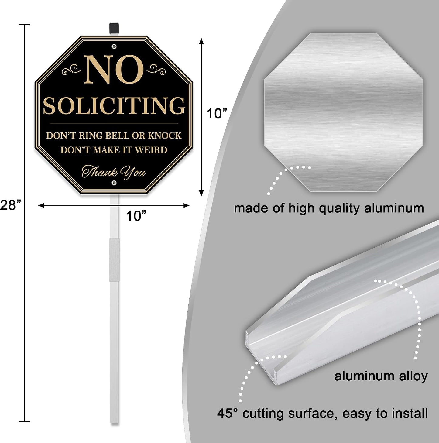 Señal No Solicitar para Casa y Patio Metal Negro Dorado
