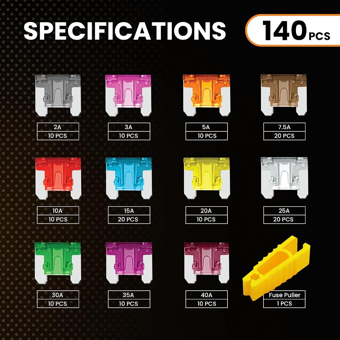 140 Pzas Fusibles Mini Automotrices Surtido 2-40A