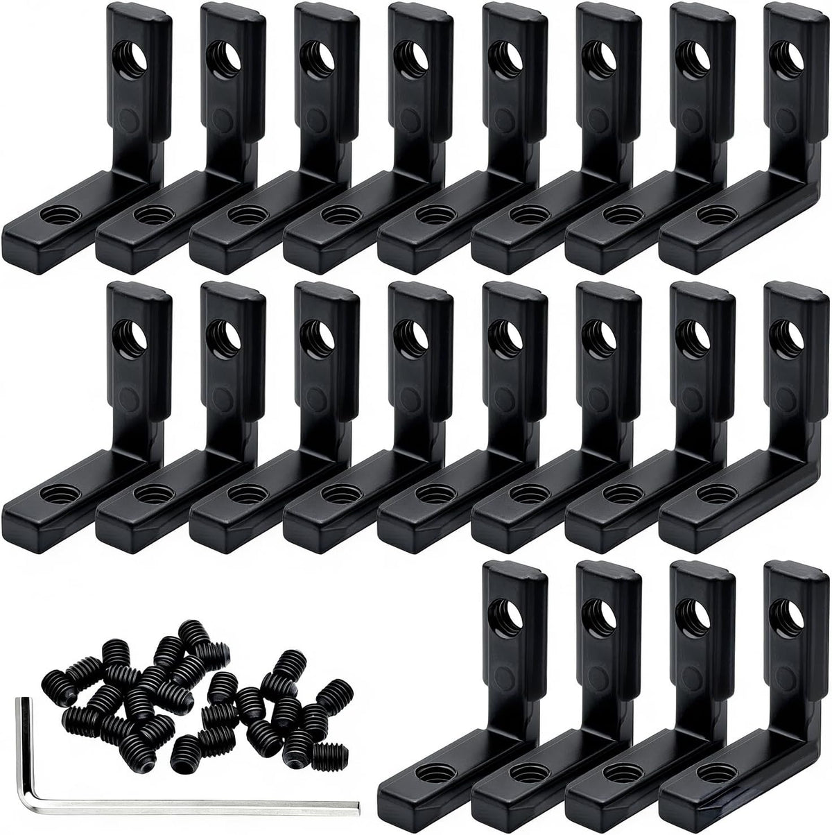 Conectores aluminio serie 20 soporte esquina negra ranura T