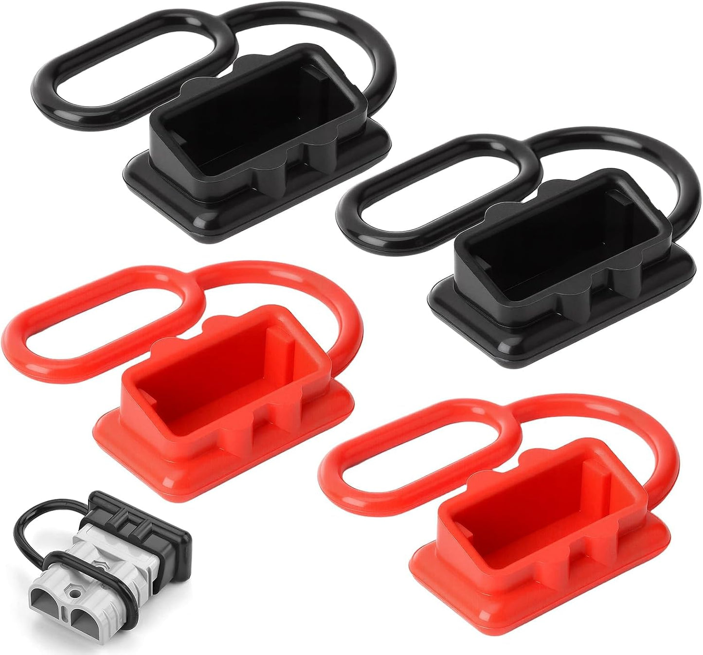 4 Tapas Conector Batería 50A Cubiertas Goma Negro Rojo