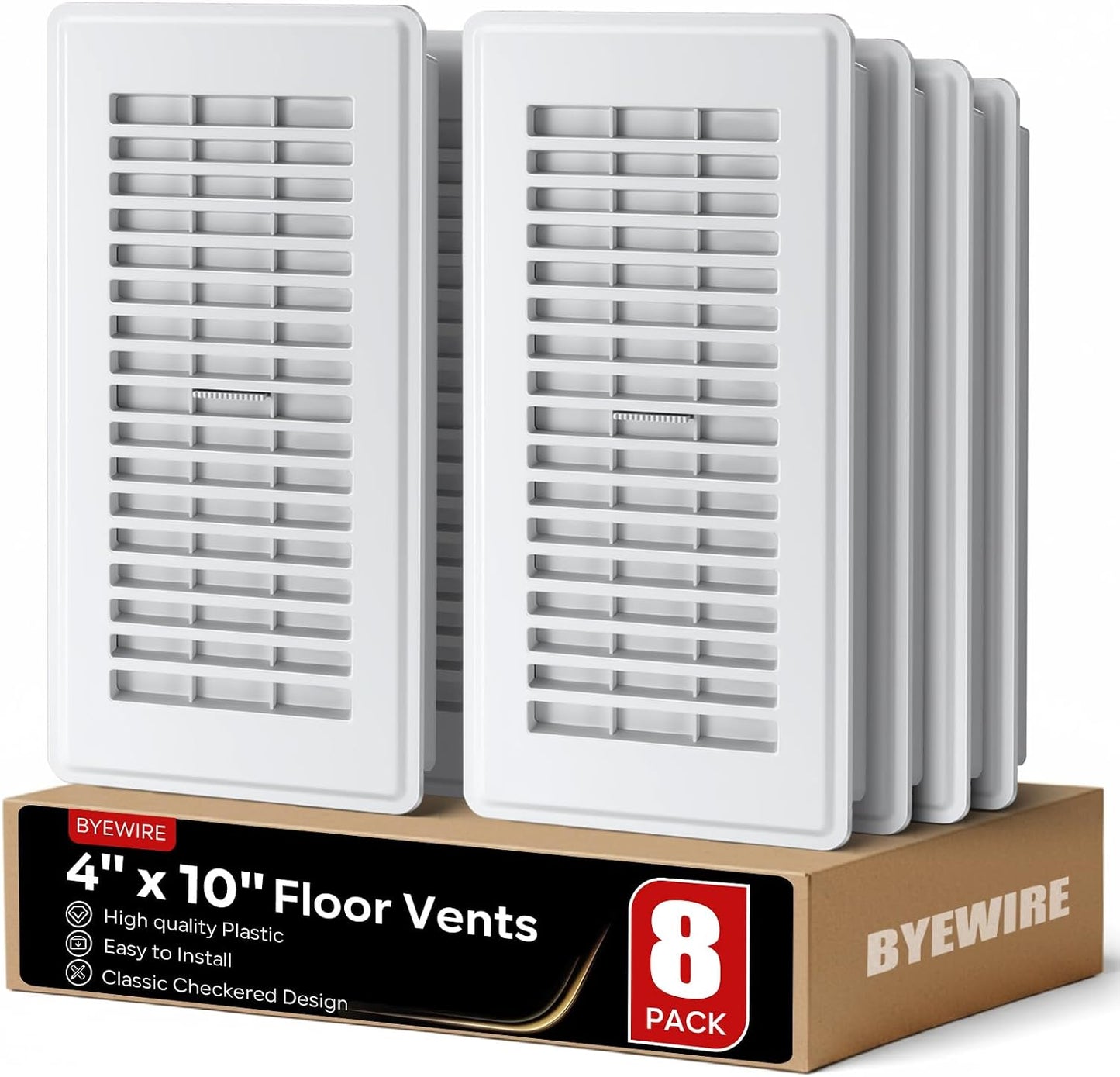 Cubiertas ventilación suelo 4x10pulg plástico 8 Uds blanco