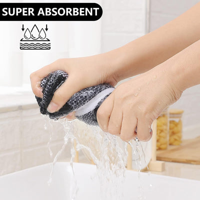 Paño cocina algodón punto gofre 12x12pulg 6 pzas blanco y negro