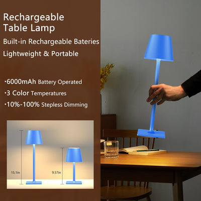 Lámpara mesa inalámbrica azul set 2 interiores exteriores