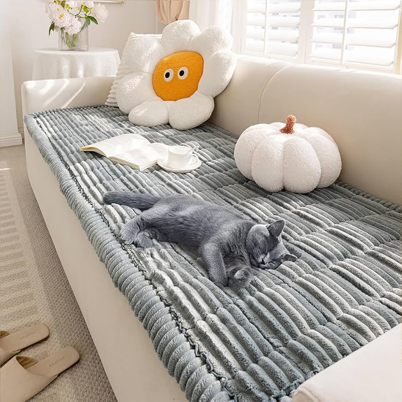 Fundas sofá perros franela lavable 27.6x59.1pulg azul gris
