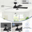 Ventilador techo 48pulg luces control remoto motor CC LED regulable
