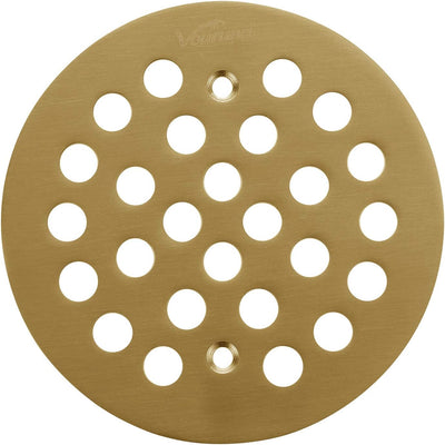 Colador ducha atornillado 4-1/4pulg cubierta desagüe oro cepillado