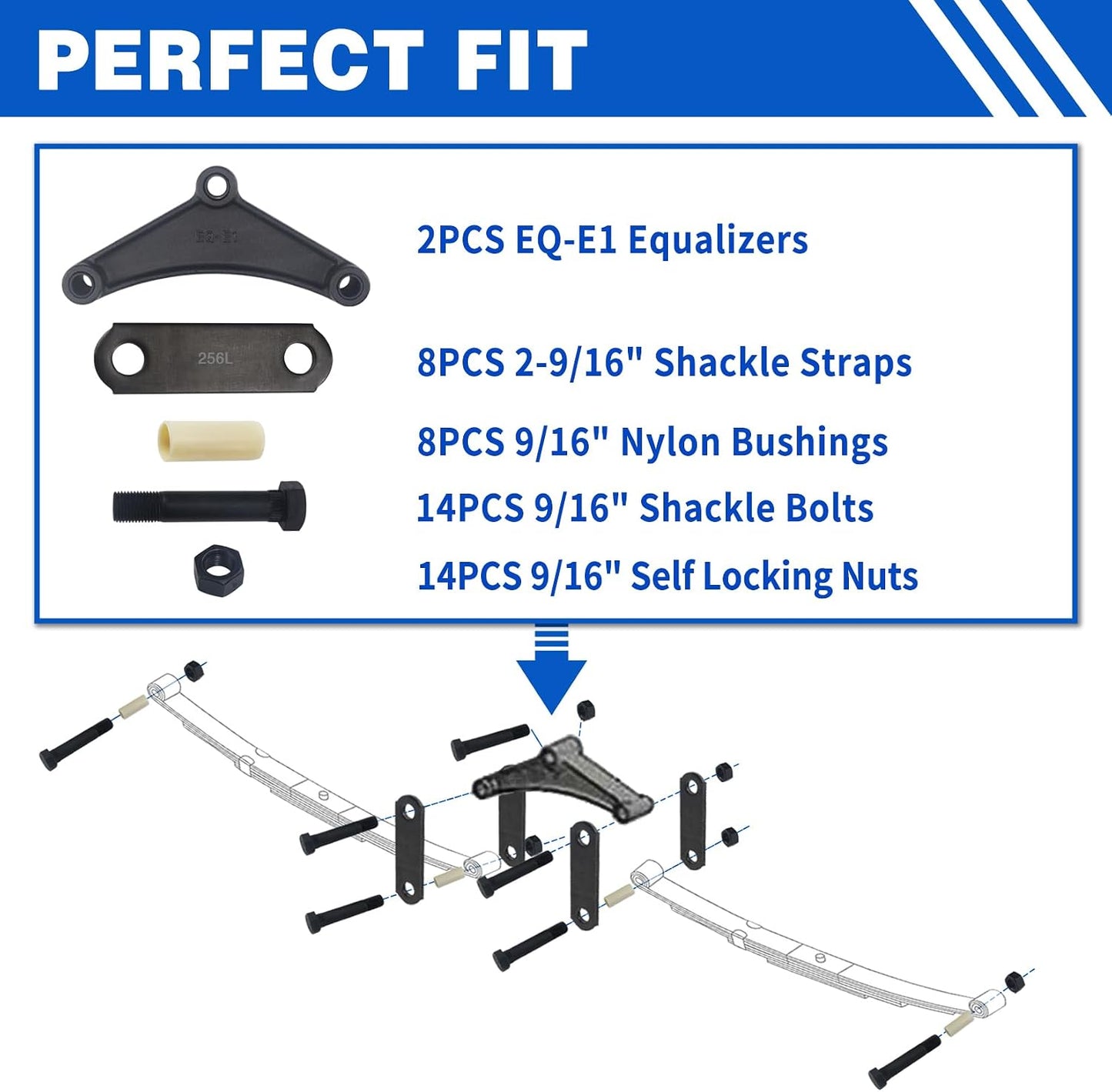 Ecualizador eje remolque 256L kit grillete 3500-5200lb