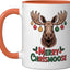 Taza Cerámica Navidad Con Cabeza de Alce Naranja/Blanco