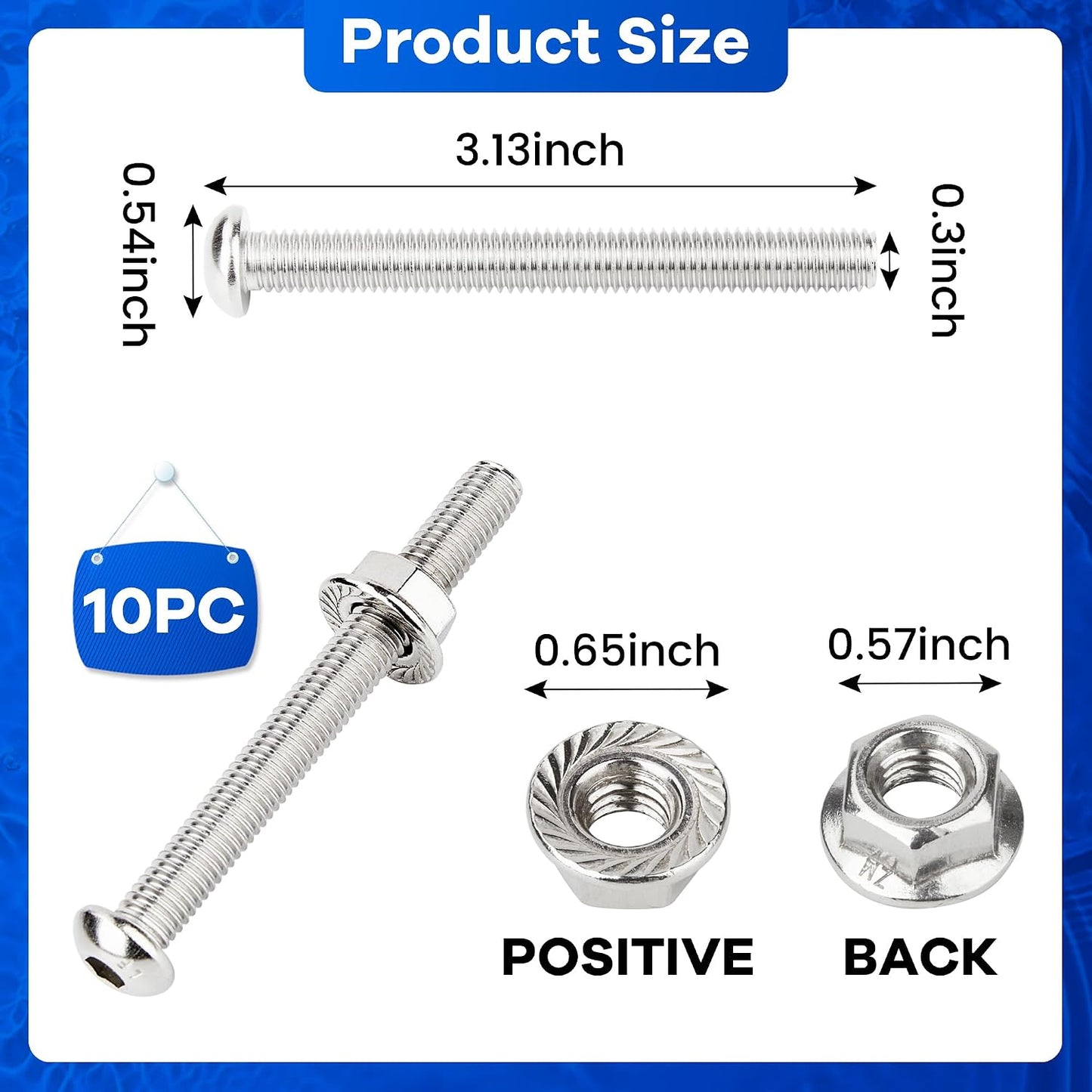 Kit 10 pernos tuercas acero inox para escalera piscina
