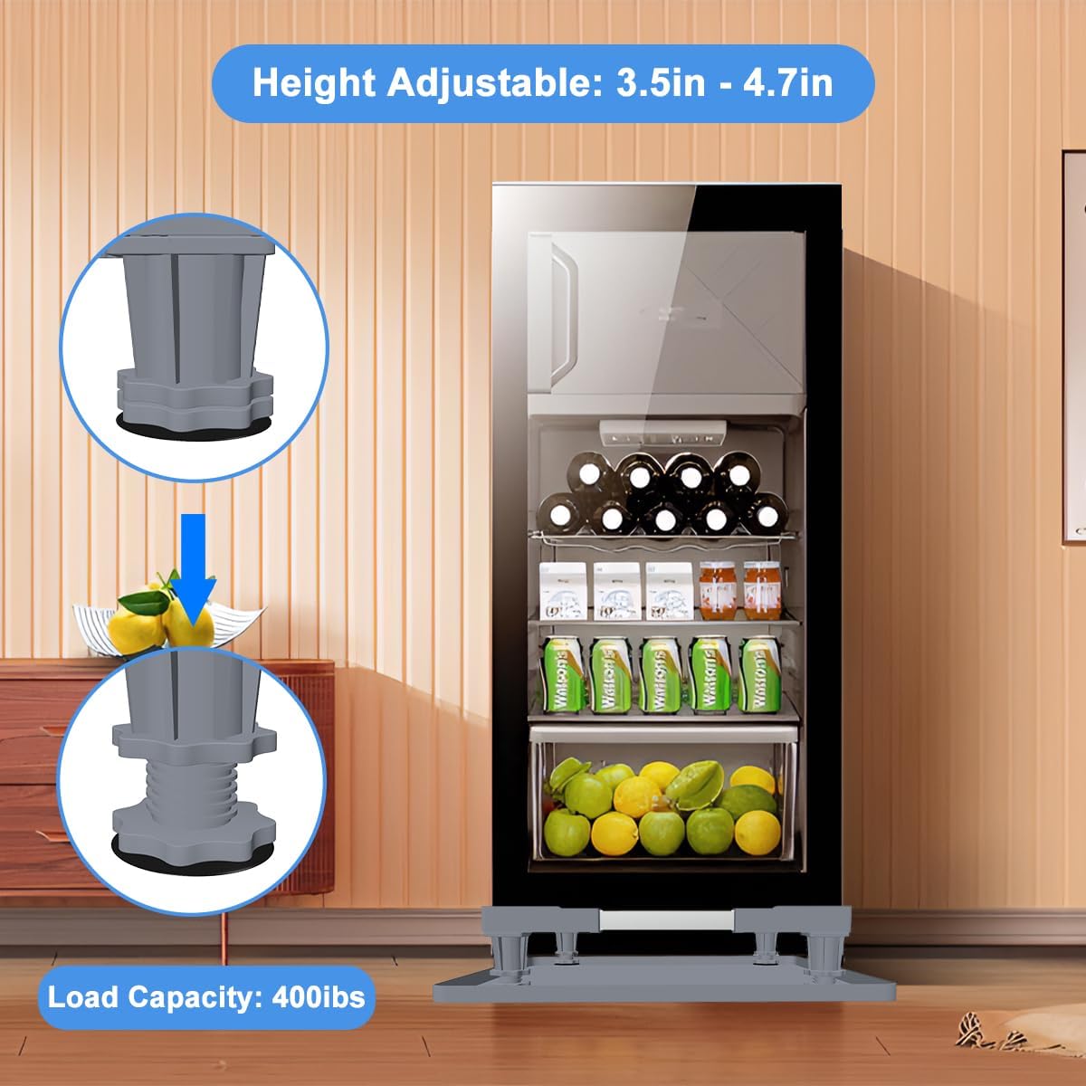 Soporte mini refrigerador bandeja silicona ajustable 23.6pulg