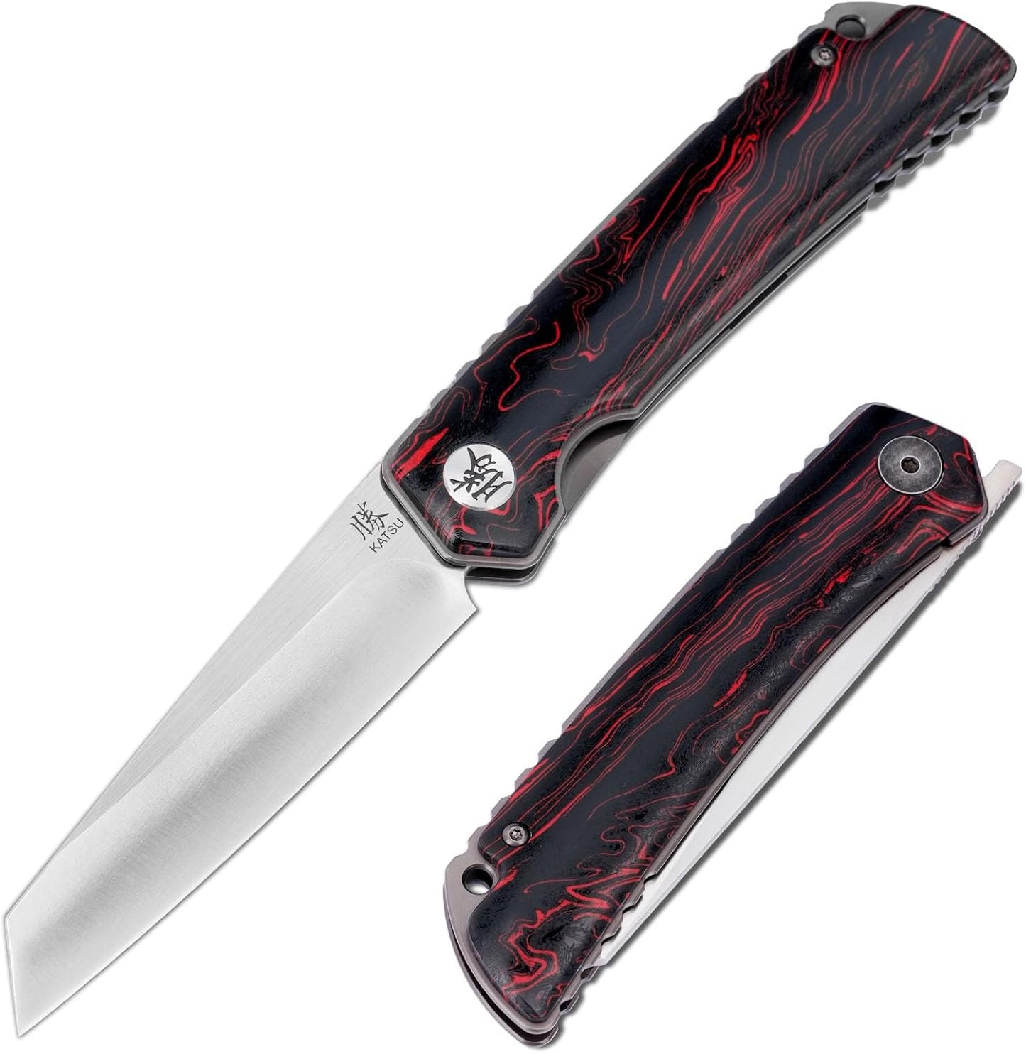 Navaja bolsillo plegable acero D2 mango G10 con funda cuero