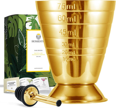 Taza medidora acero inox 2.5oz 5 cucharadas juego 2 dorado