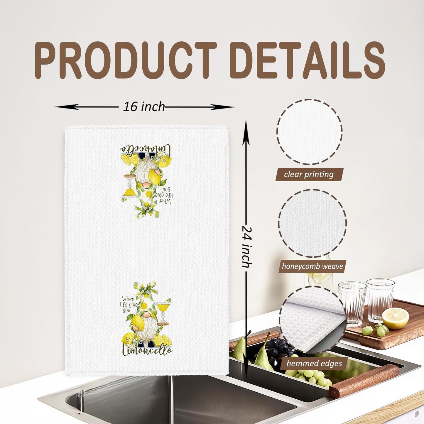 Toallas cocina gnomo limón regalo para amantes
