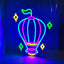 Luz LED Neón Globo Aerostático Azul Morada Decoración