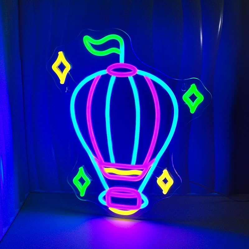 Luz LED Neón Globo Aerostático Azul Morada Decoración