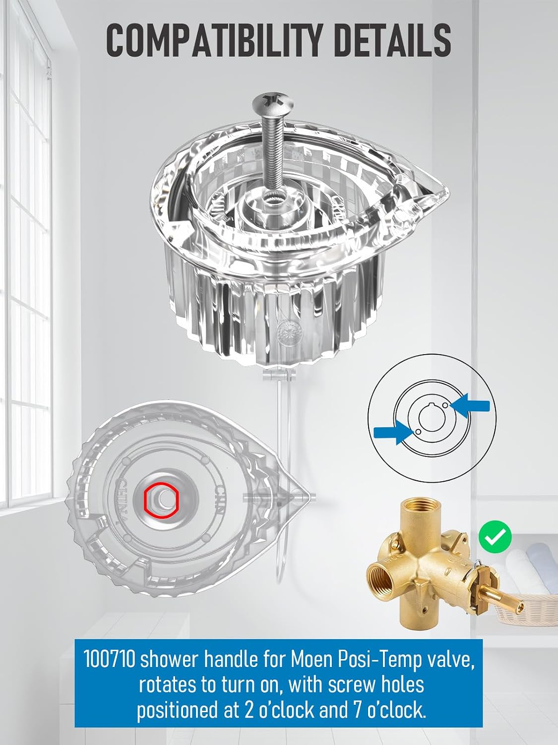 Kit repuesto mango ducha compatible Moen Posi-Temp acrílico