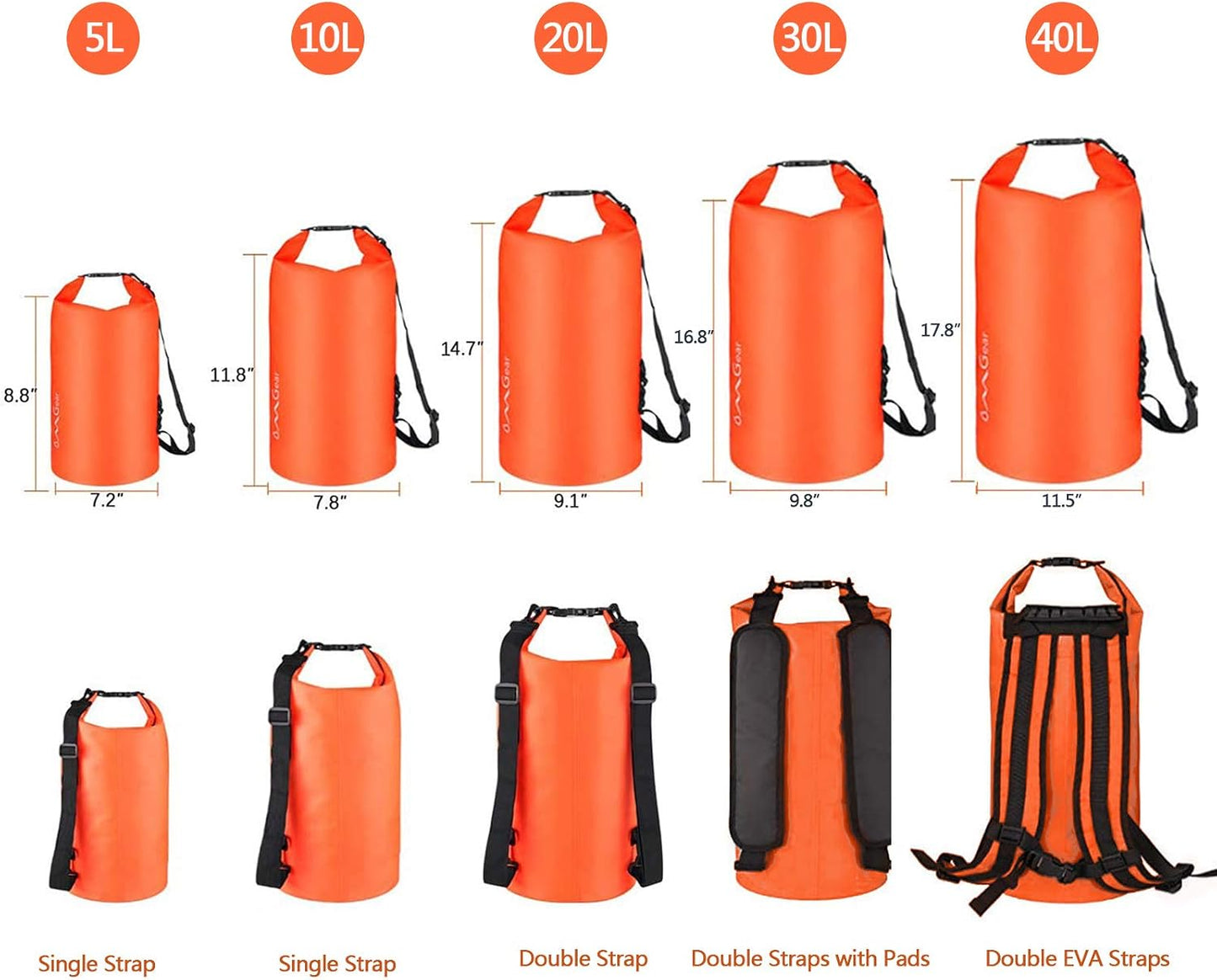 Bolsa flotante impermeable para kayak 40L/30L/20L/10L/5L
