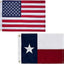 Bandera EE. UU. y Texas 12x18" bordadas con ojales latón