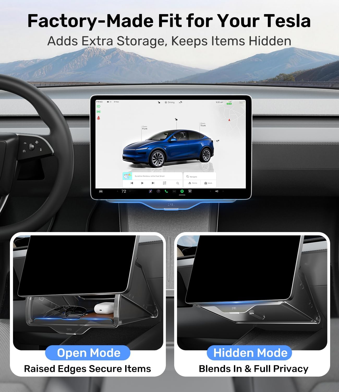 Caja almacenamiento Tesla Model 3 2020-2026 diseño oculto