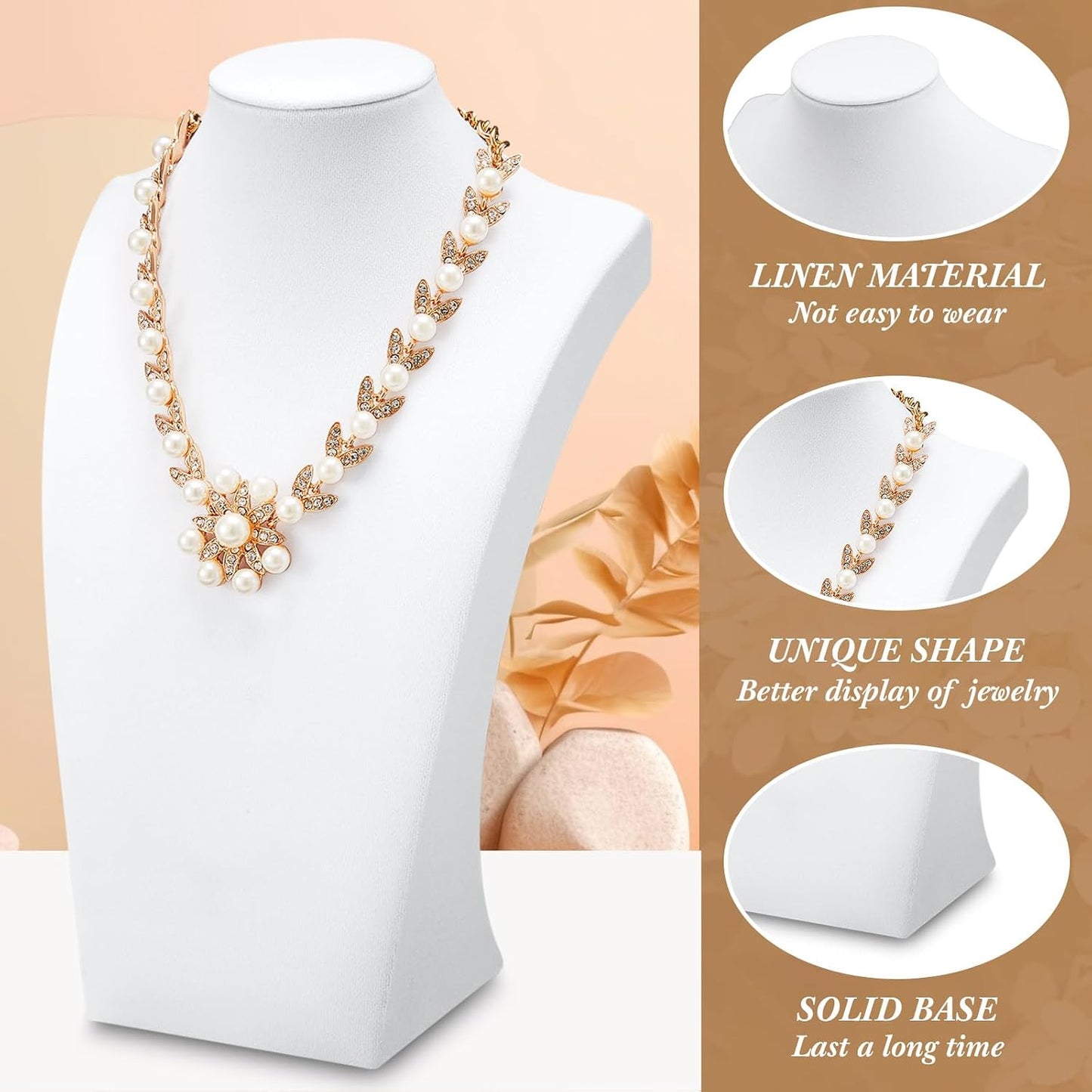6 Pzas Soporte Joyas Terciopelo para Maniquí Blanco