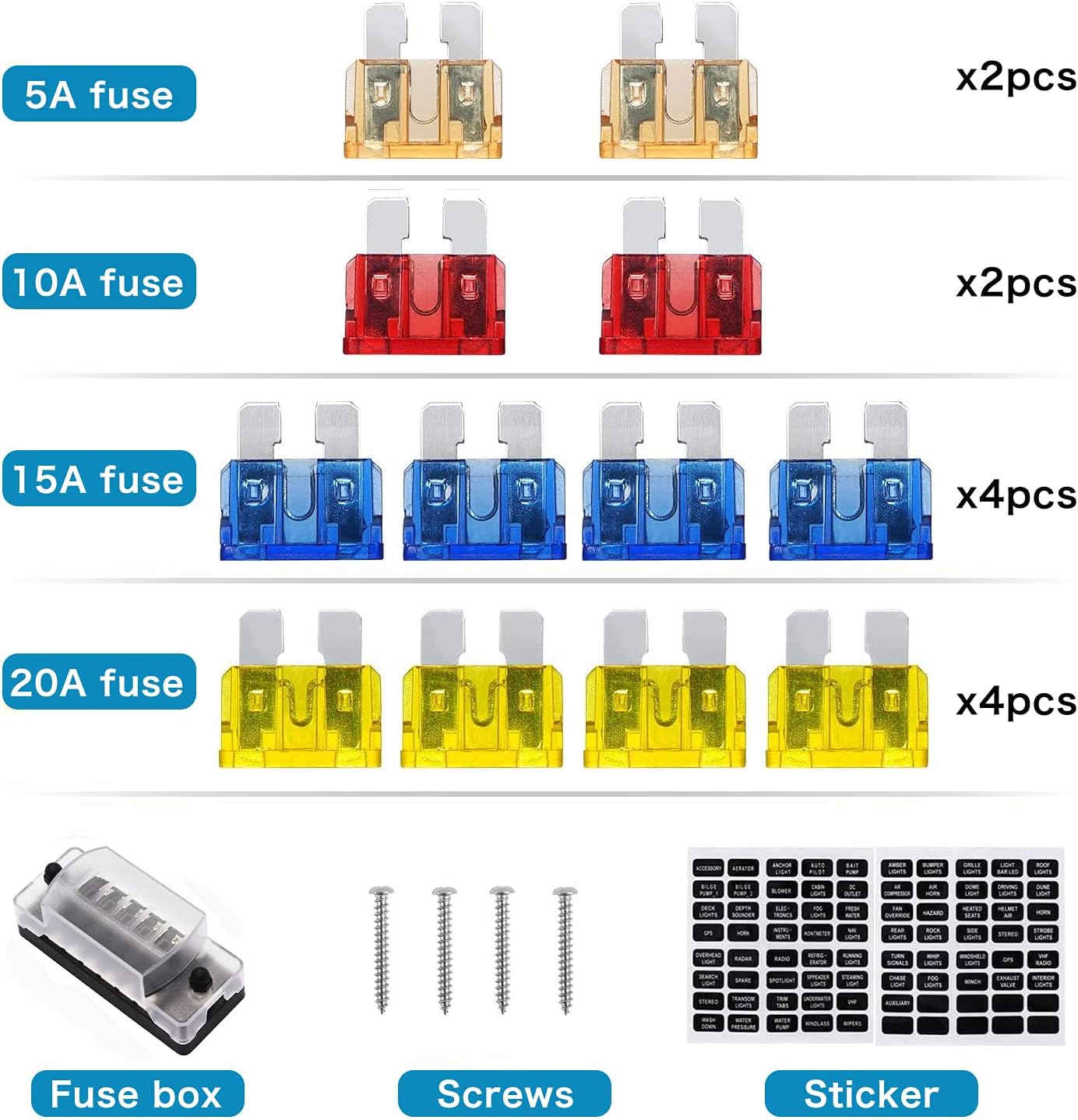 Caja fusibles 6 vías con bus negativo 12/24 V automóvil