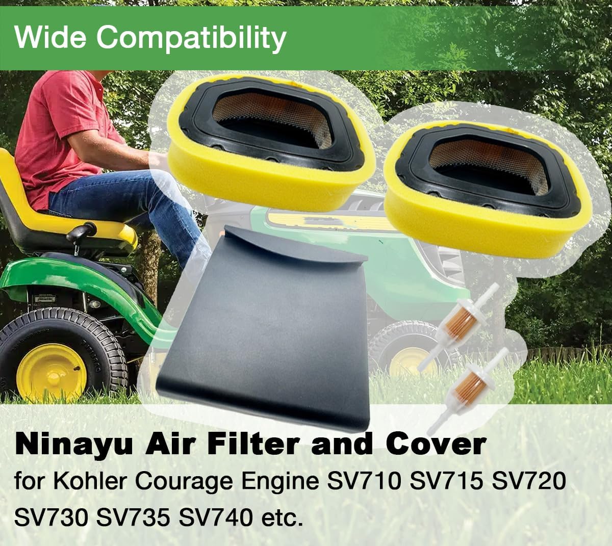 2 Filtros aire y prefiltro comp Kohler SV710