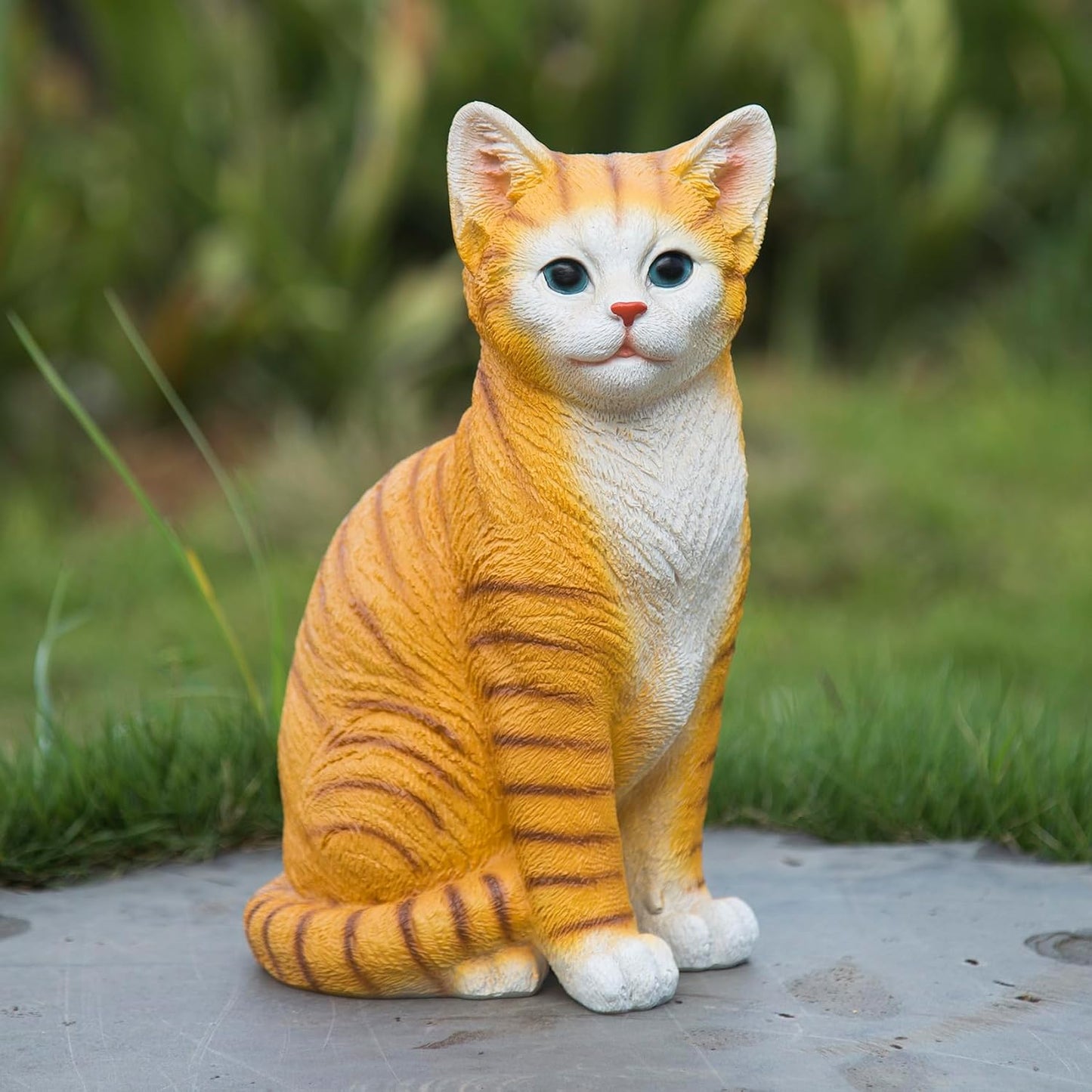 Escultura gato amarillo decoración jardín patio 10.8pulg