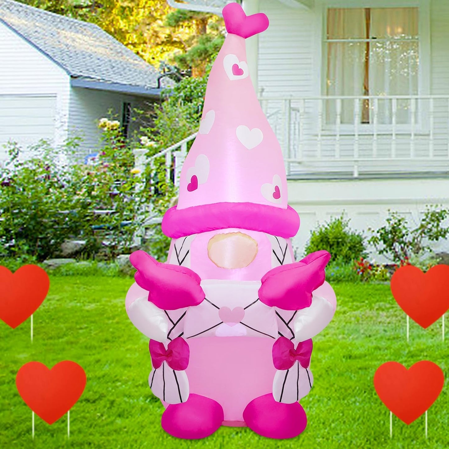 Gnomo rosa inflable 4ft para niñas decoración