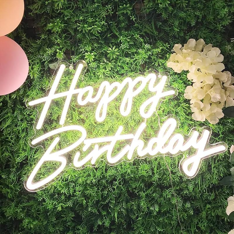 Letrero neón feliz cumpleaños 22x13" LED decoración fiesta
