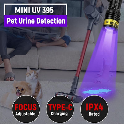 Linterna UV LED recargable para manchas orina y escorpiones