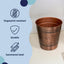 Contenedor acero martillado 2gal 10" cobre antiguo sin tapa