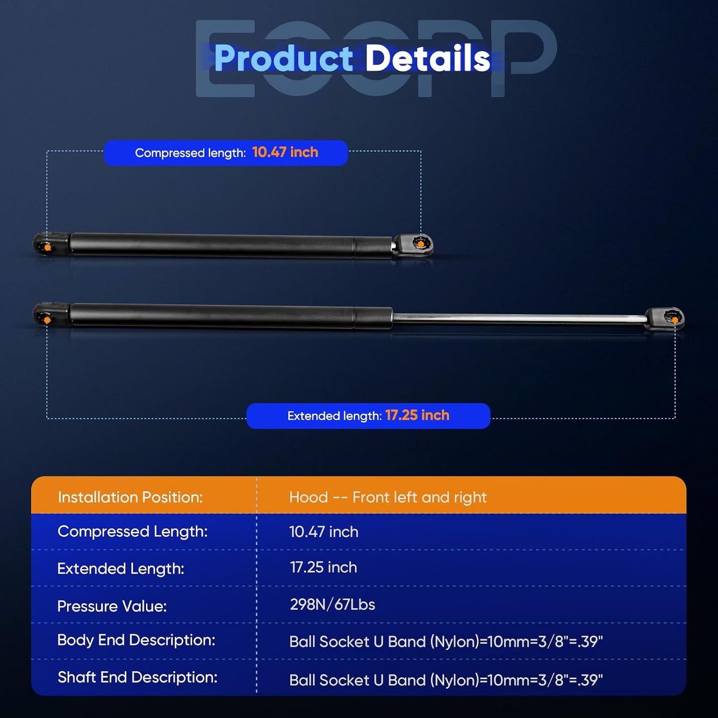 Soporte elevación capó Jeep Liberty Strut Set 2