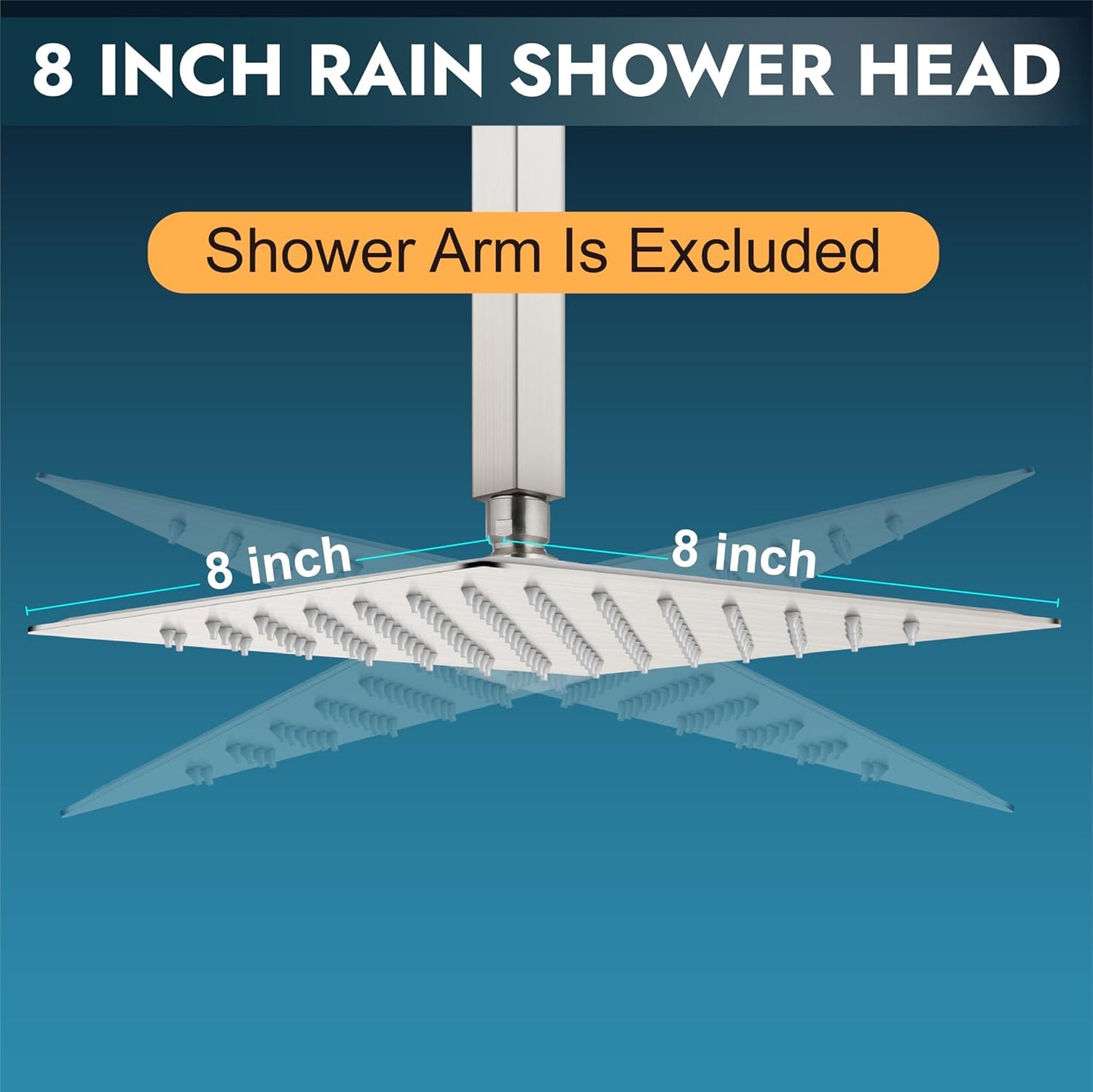 Cabezal ducha lluvia acero inox cuadrado niquel cepillado