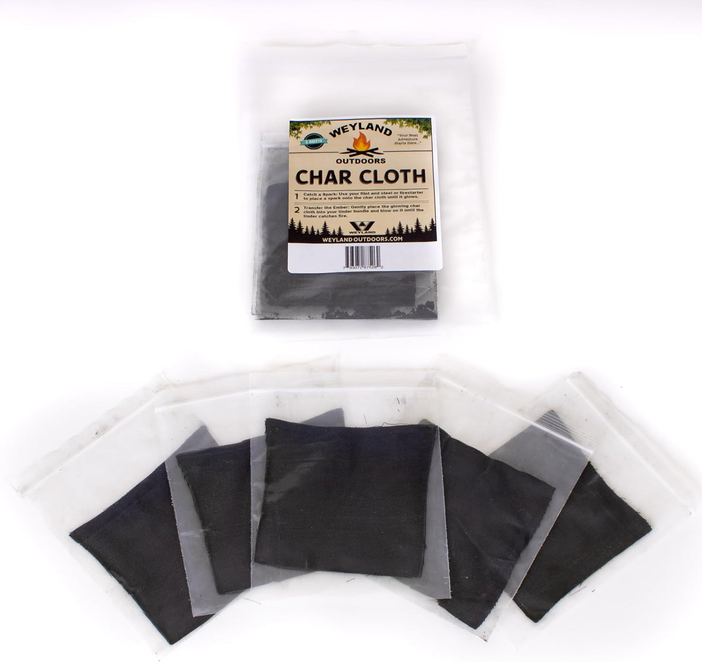 Char Cloth para encender fuego camping 5 Pzas