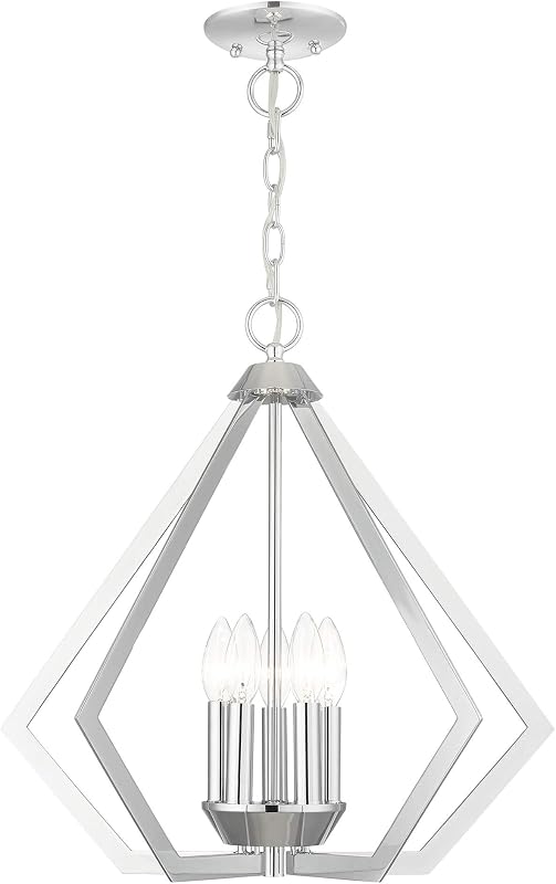Lámpara araña 5 luces colección Prism cromo pulido